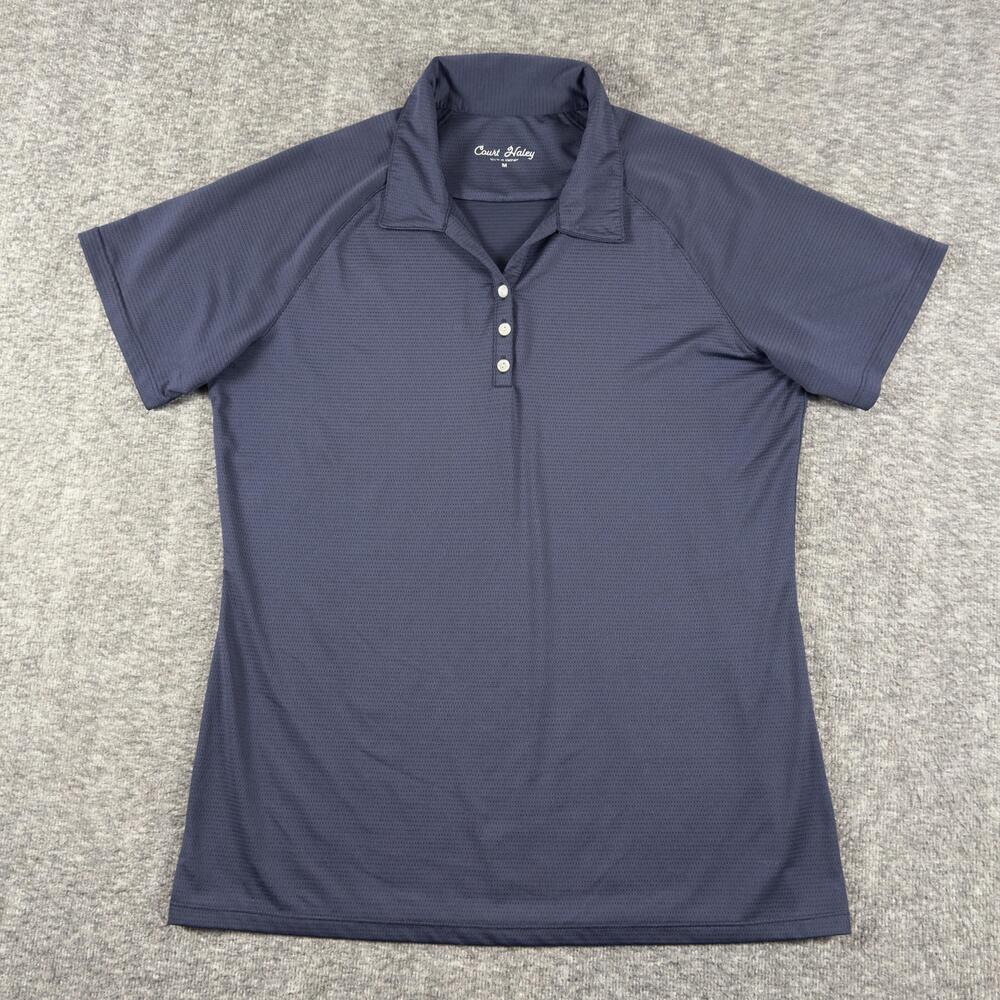 Court Haley Polo Shirt Womens Medium Blue Mesh Golf Performance Stretch Athletic